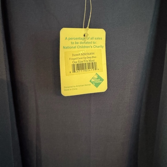 NWT Maui Mamas Elegant Blue Fringe Swim Cover Up Kimono One Size - Picture 3 of 4